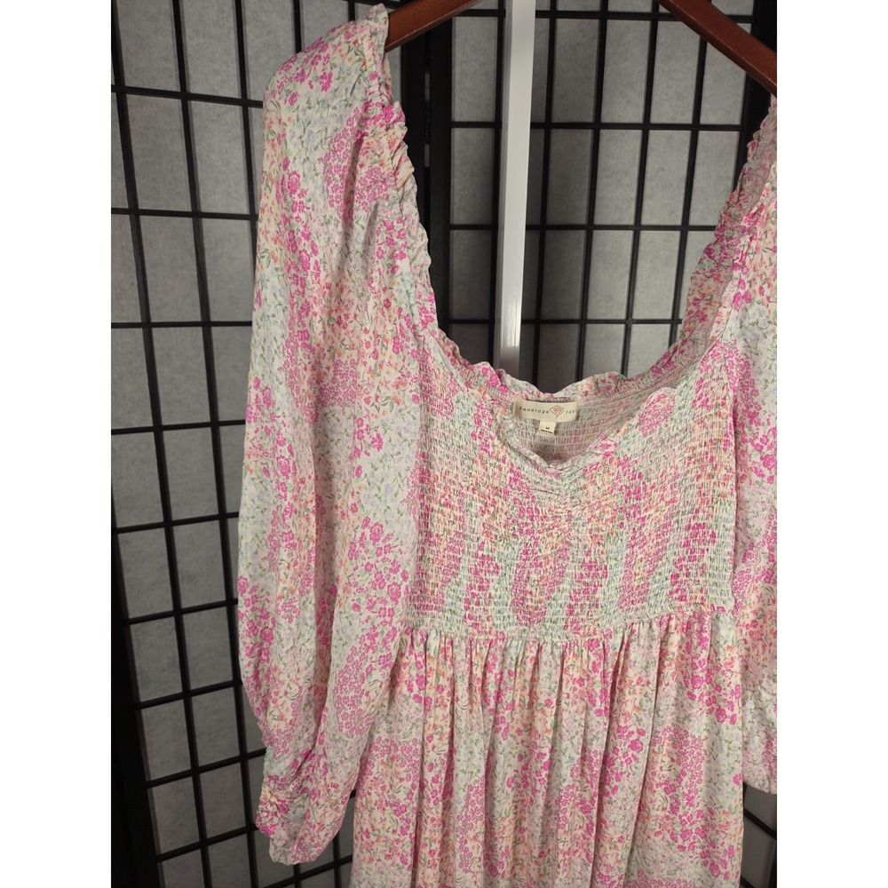 Penelope Rose Cottagecore Prairie Smocked Floral Midi Dress Women's Size Medium - Picture 3 of 7